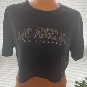 Hollister XS charcoal grey crop tee